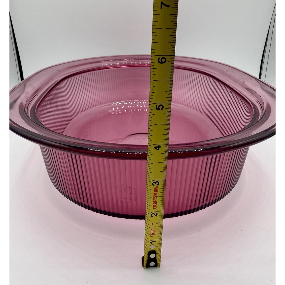Vintage Corning Visions Cranberry 4 Quart Oval Roaster with Lid - Picture 7 of 7